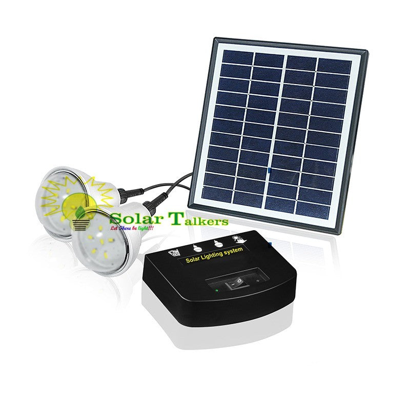 Solar Home Lighting Kit 2 LED BULBS with phone charging