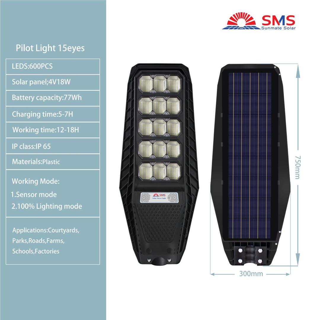 Solar Street Light 2100Lumens 200W,480 LEDs Street Lamp with Light Control&PIR Motion Sensor,